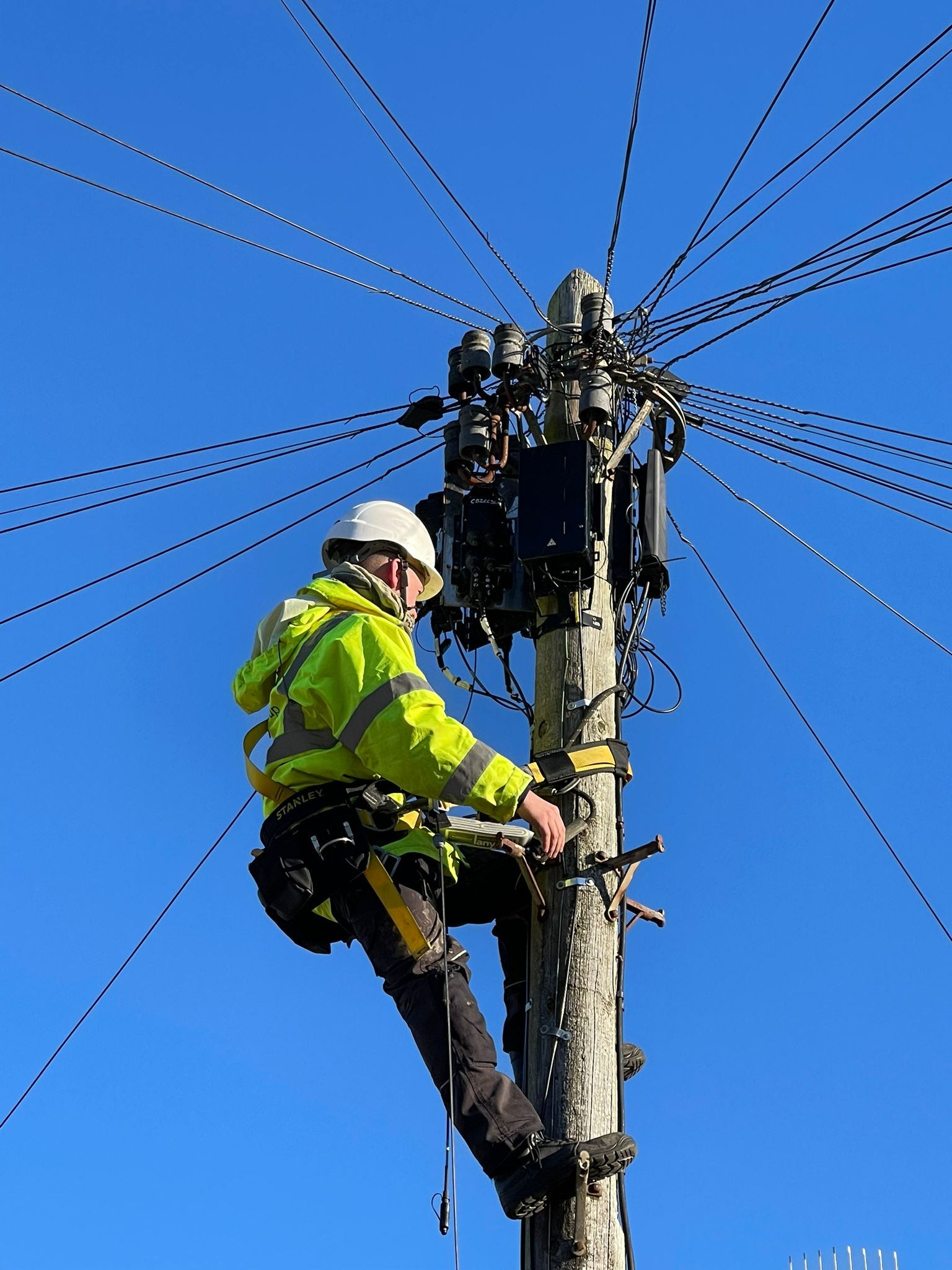 pole climbers on fibre optics